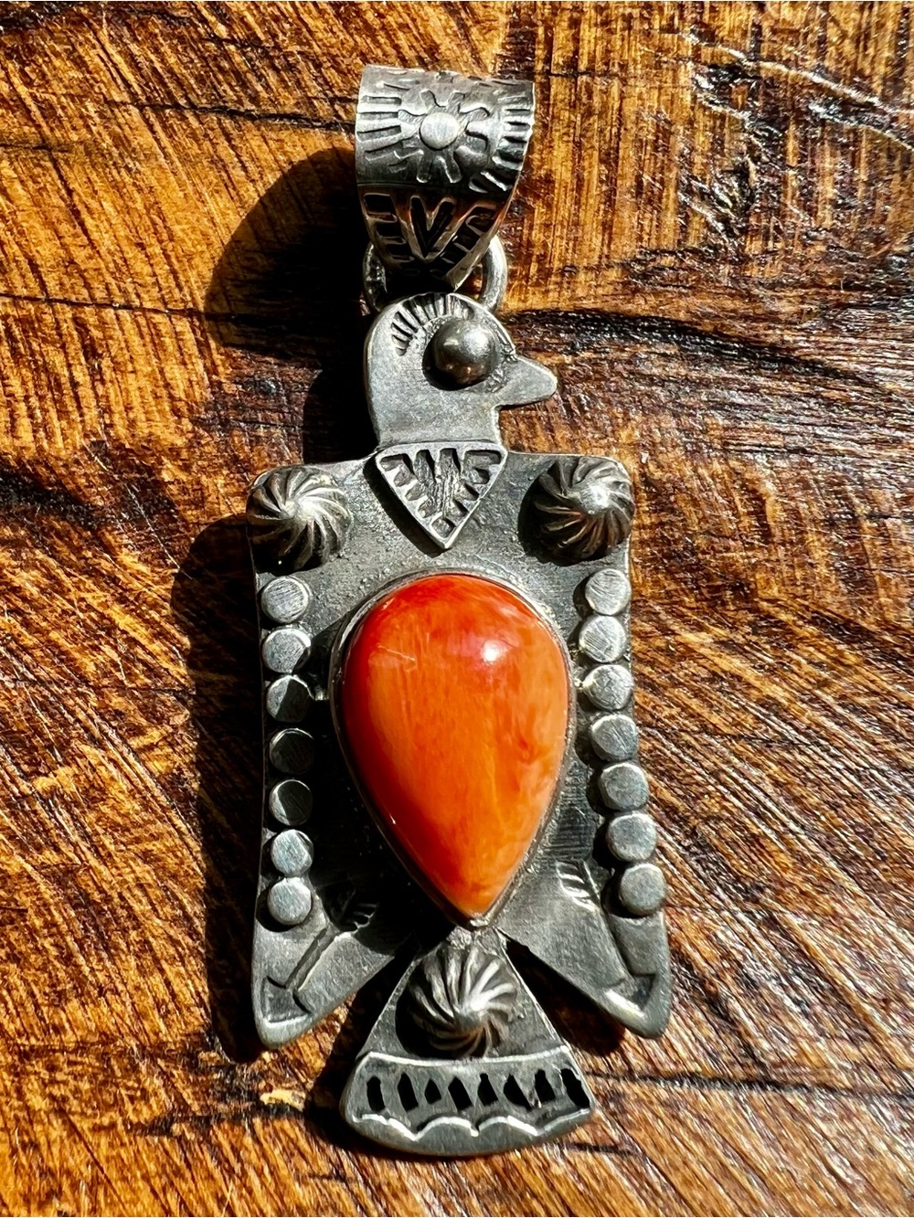 Sterling Silver Spiny Oyster Thunderbird Pendant